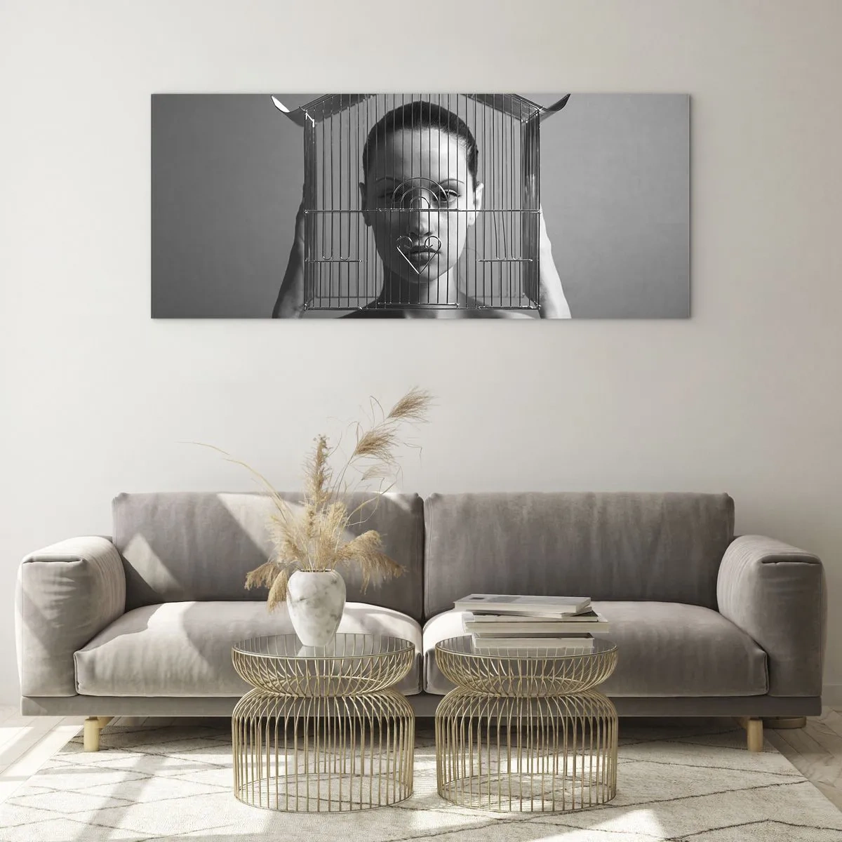 Schilderen op glas - Een ietwat surrealistisch portret - 120x50 cm