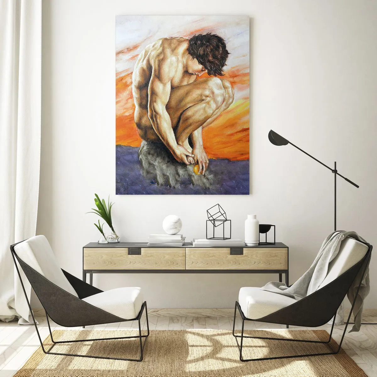 Schilderen op glas - Ondergedompeld in zichzelf - 80x120 cm