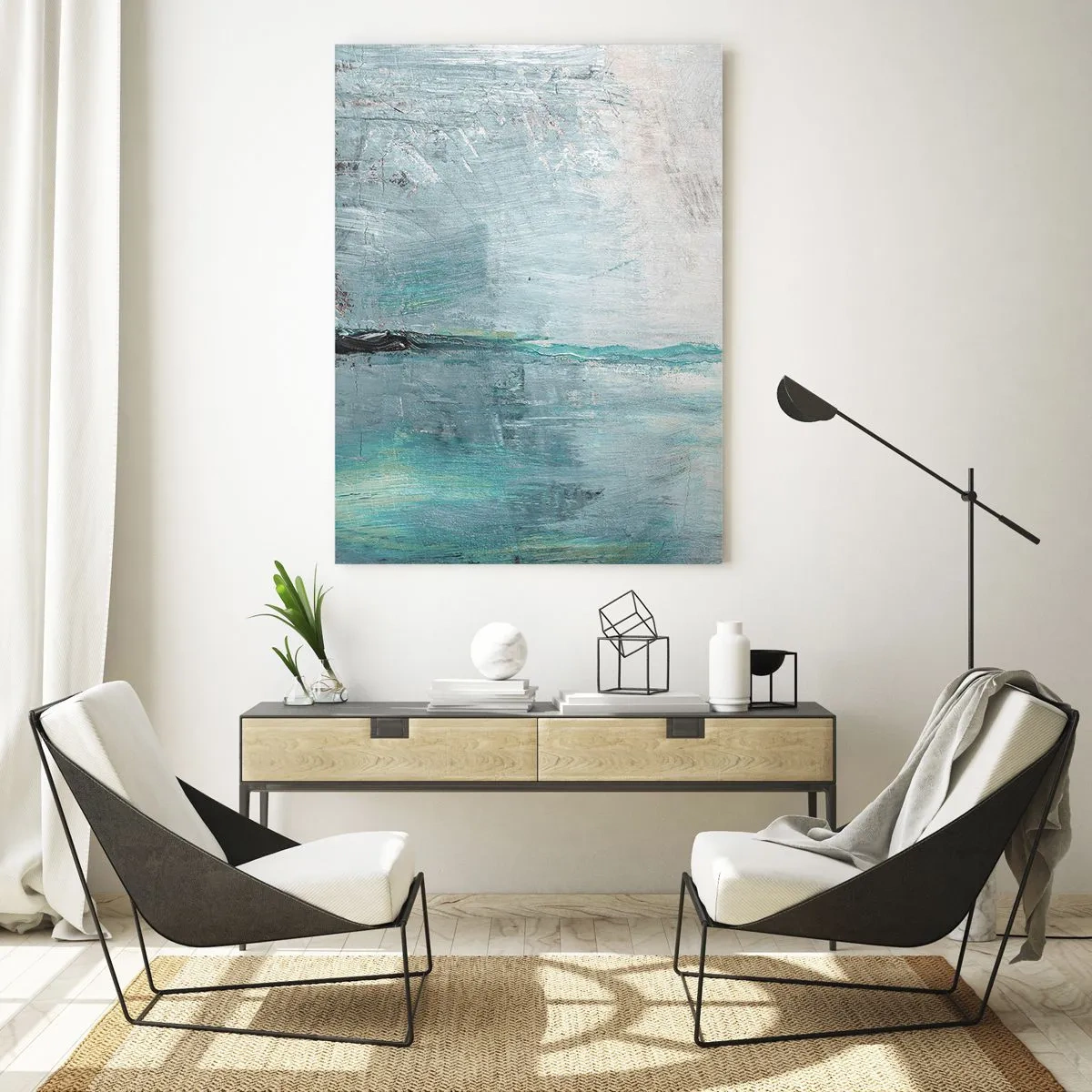 Schilderen op glas - Horizontaal in blauw - 80x120 cm