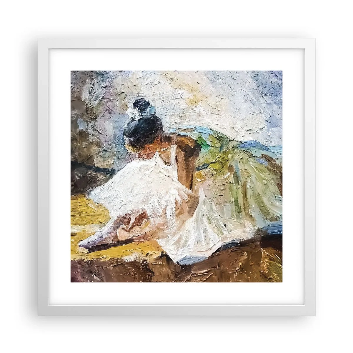 Poster in een witte lijst - Naar een schilderij van Degas - 40x40 cm