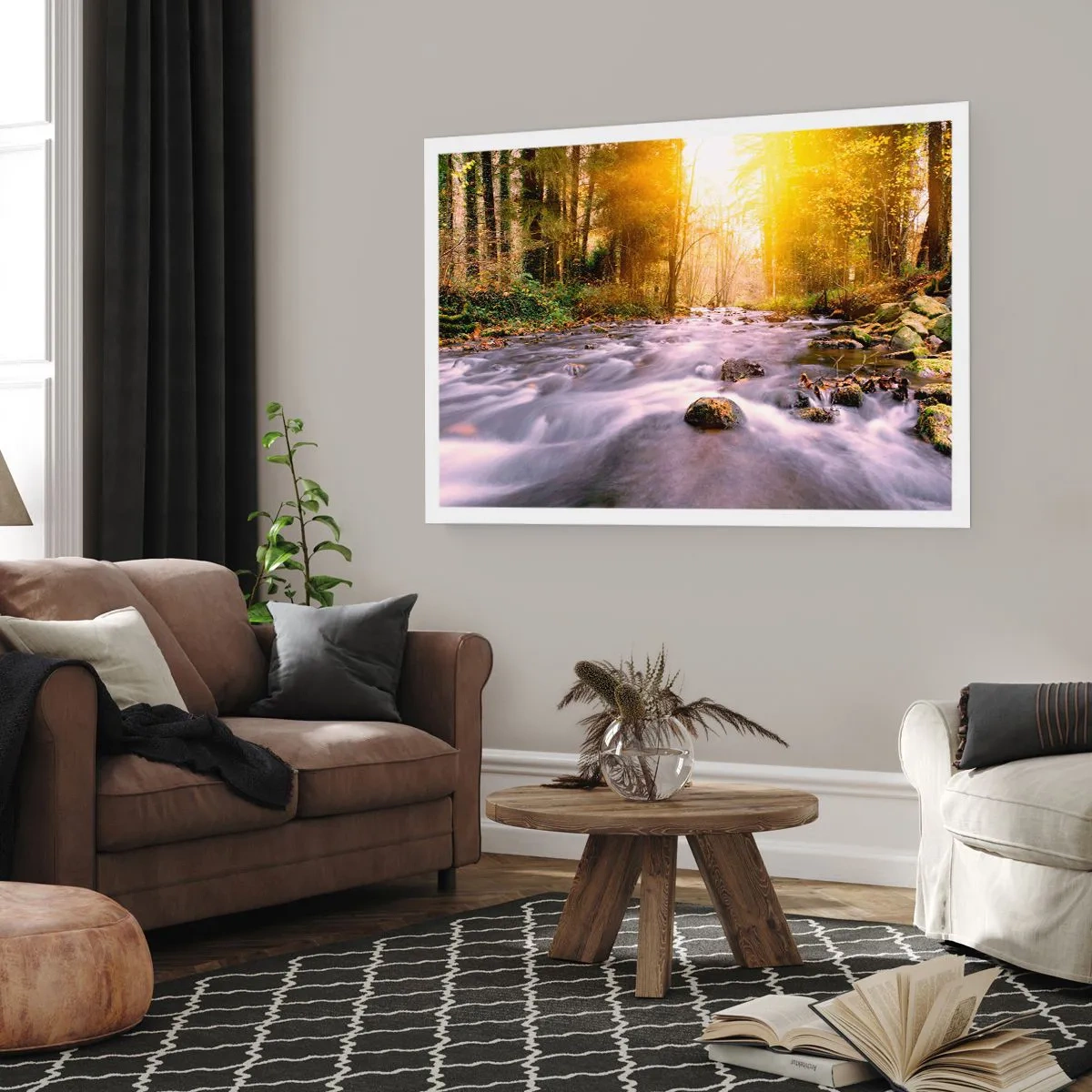 Poster - Malachiet in een zilveren en gouden lijst - 100x70 cm