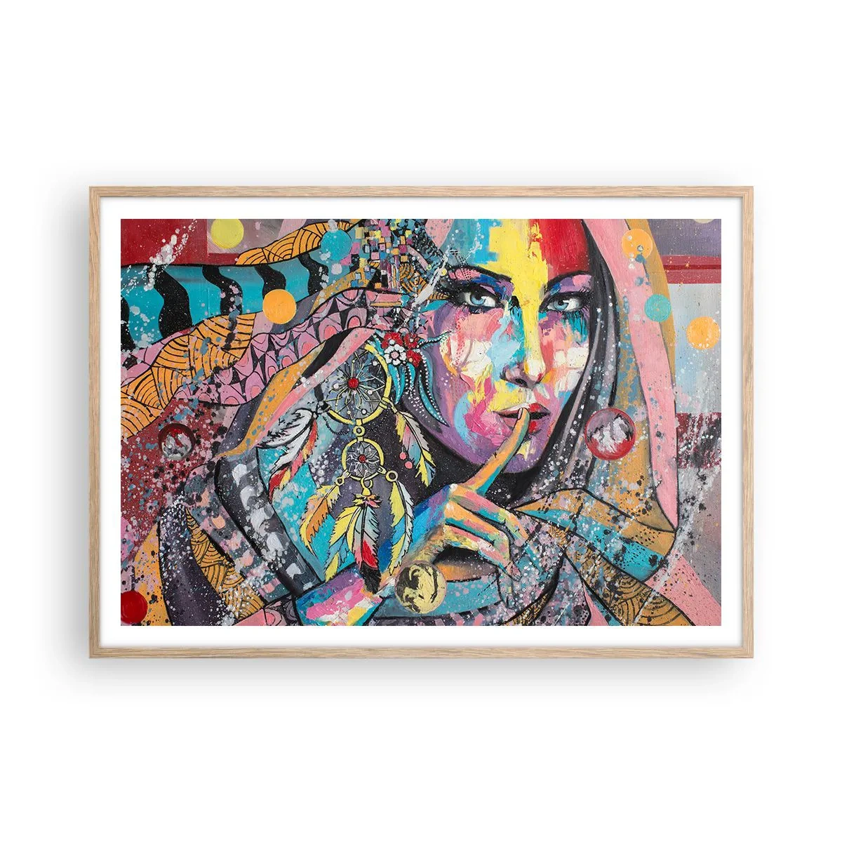 Een poster in een licht eiken lijst - Zwijg totdat je het begrijpt - 100x70 cm