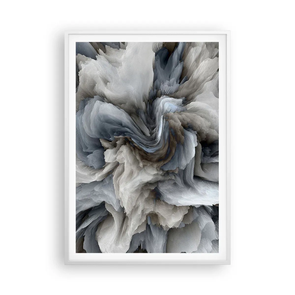 Poster in een witte lijst - Steen en bloem - 70x100 cm