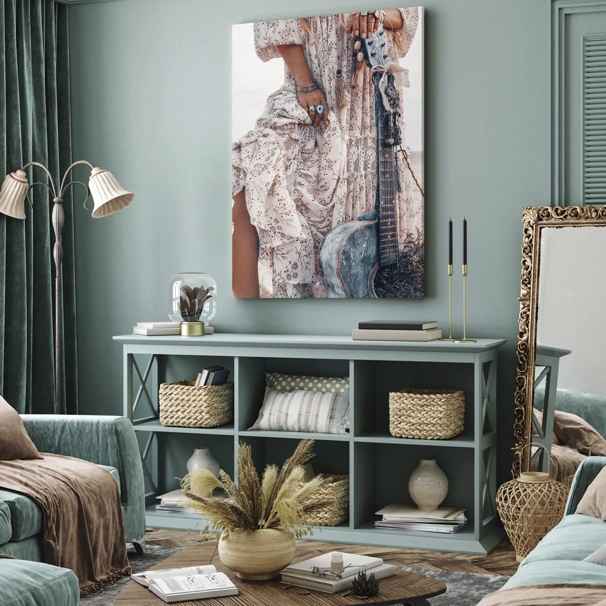 Schilderen op canvas - Kinderen bloemen onderweg - 80x120 cm