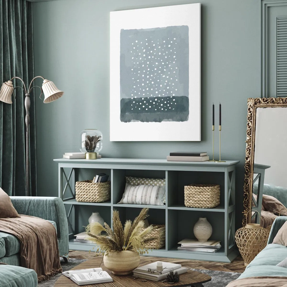 Schilderen op canvas - Gegroeid op blauw - 55x100 cm