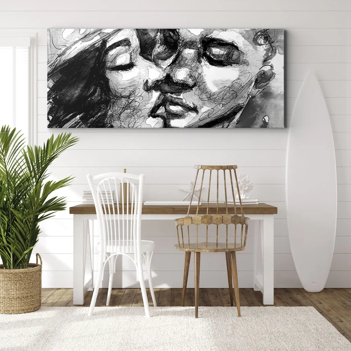 Schilderen op canvas - Een teder moment - 140x50 cm