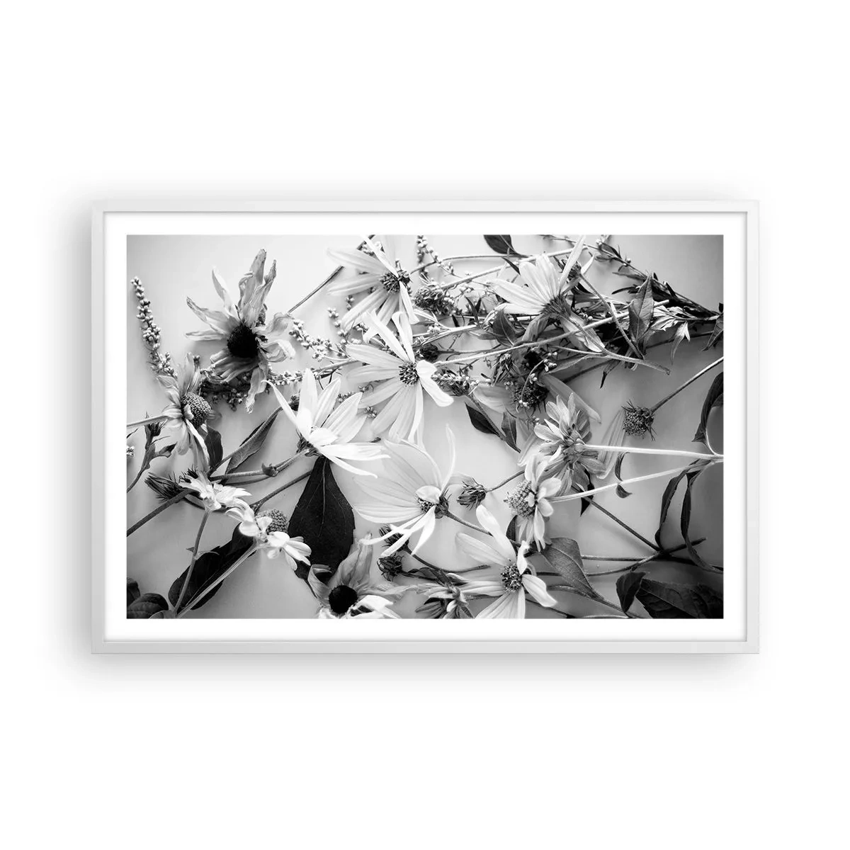 Poster in een witte lijst - Niet-boeket bloemen - 91x61 cm