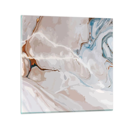 Schilderen op glas - Blauw kronkelt onder het wit - 40x40 cm