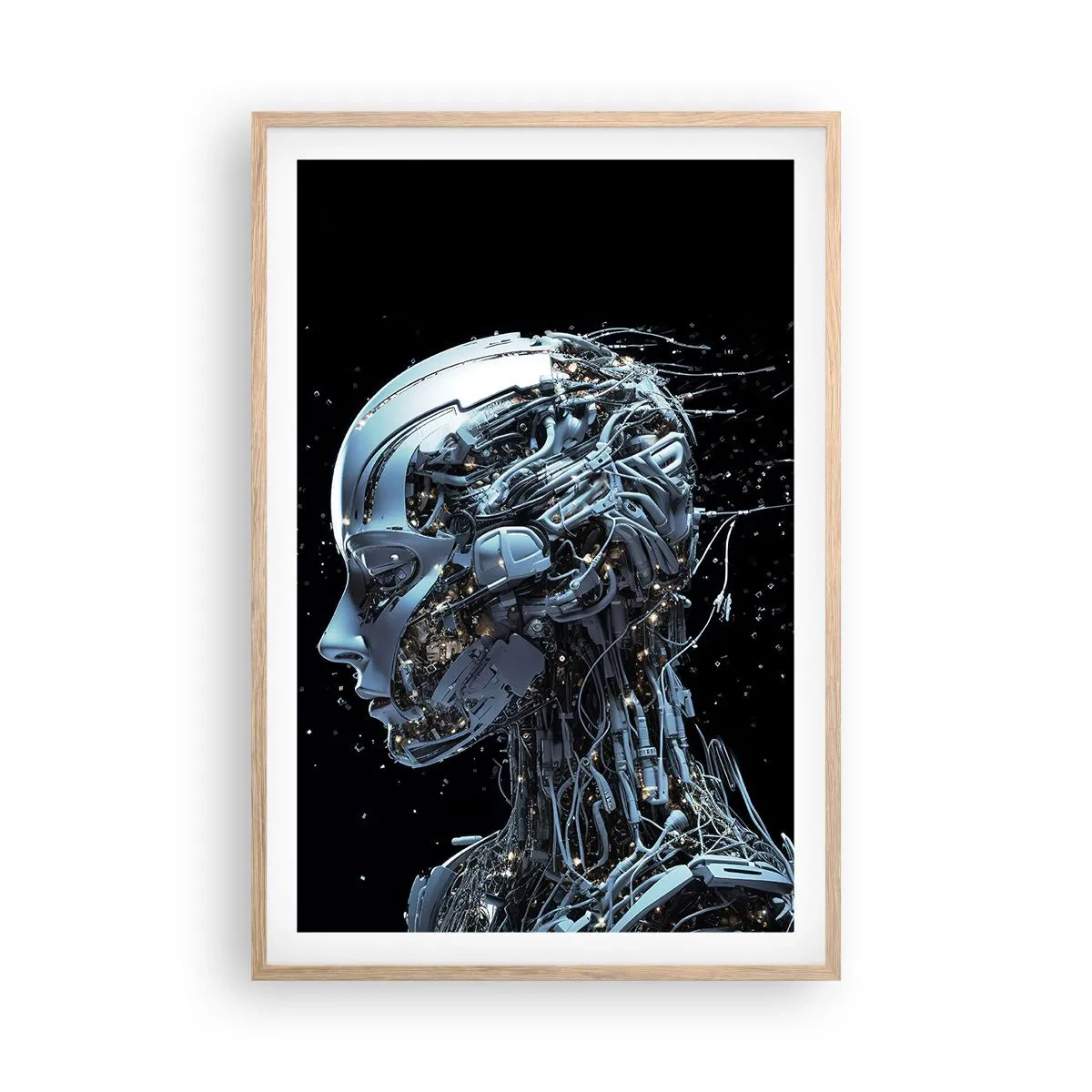 Een poster in een licht eiken lijst - Technologie is een vrouw - 61x91 cm