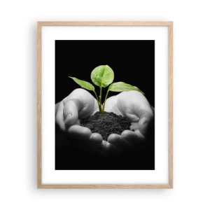 Een poster in een licht eiken lijst - Ik hou van de natuur, ik bescherm haar - 40x50 cm