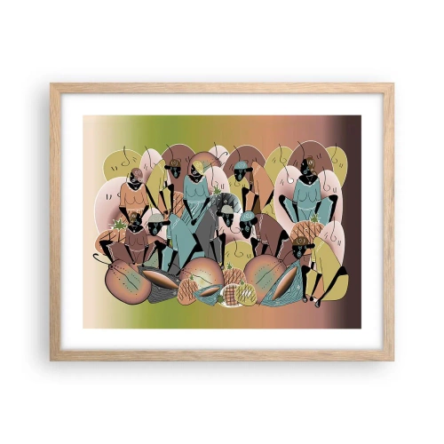 Een poster in een licht eiken lijst - Er komt een geweldige vakantie aan - 50x40 cm