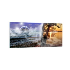 Schilderen op glas - Surrealistisch landschap - eenheid van de natuur - 120x50 cm