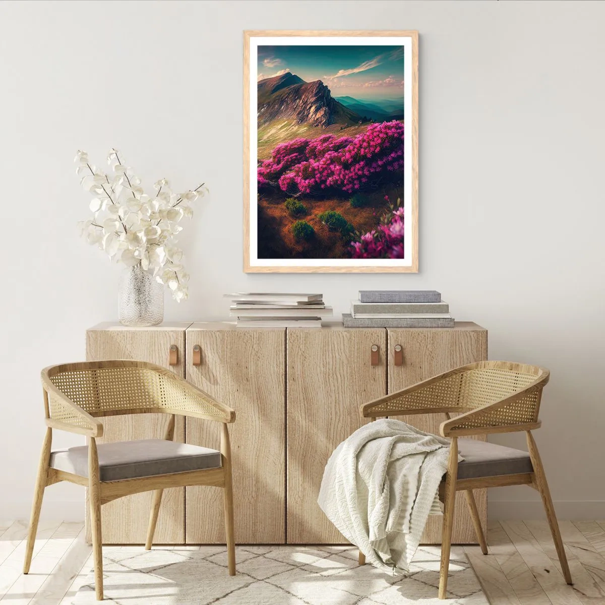 Een poster in een licht eiken lijst - Zomer in de bergen - 61x91 cm