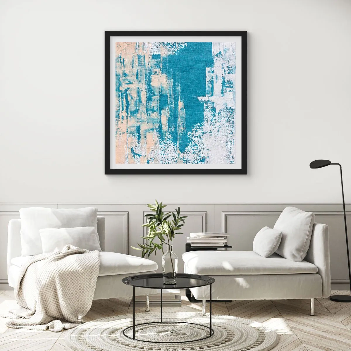 Poster in een zwarte lijst - Door een ijspegel - 60x60 cm