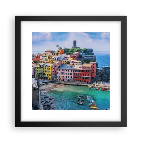 Poster in een zwarte lijst - Mediterrane magische stad - 30x30 cm