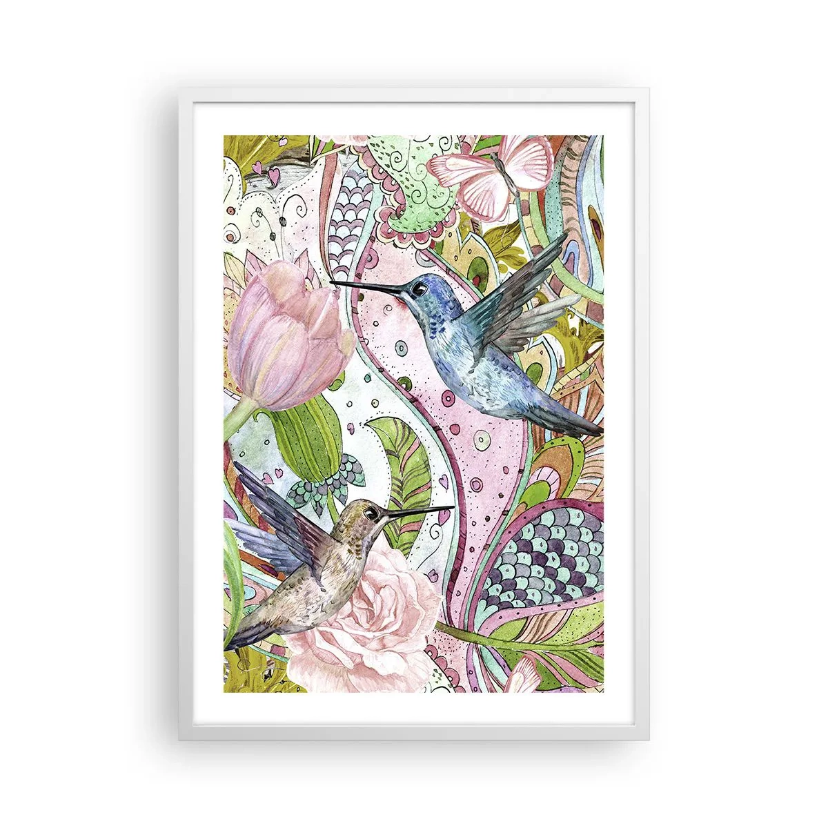 Poster in een witte lijst - Verstrikt in wijnstokken - 50x70 cm