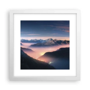 Poster in een witte lijst - Licht in de dalen - 30x30 cm