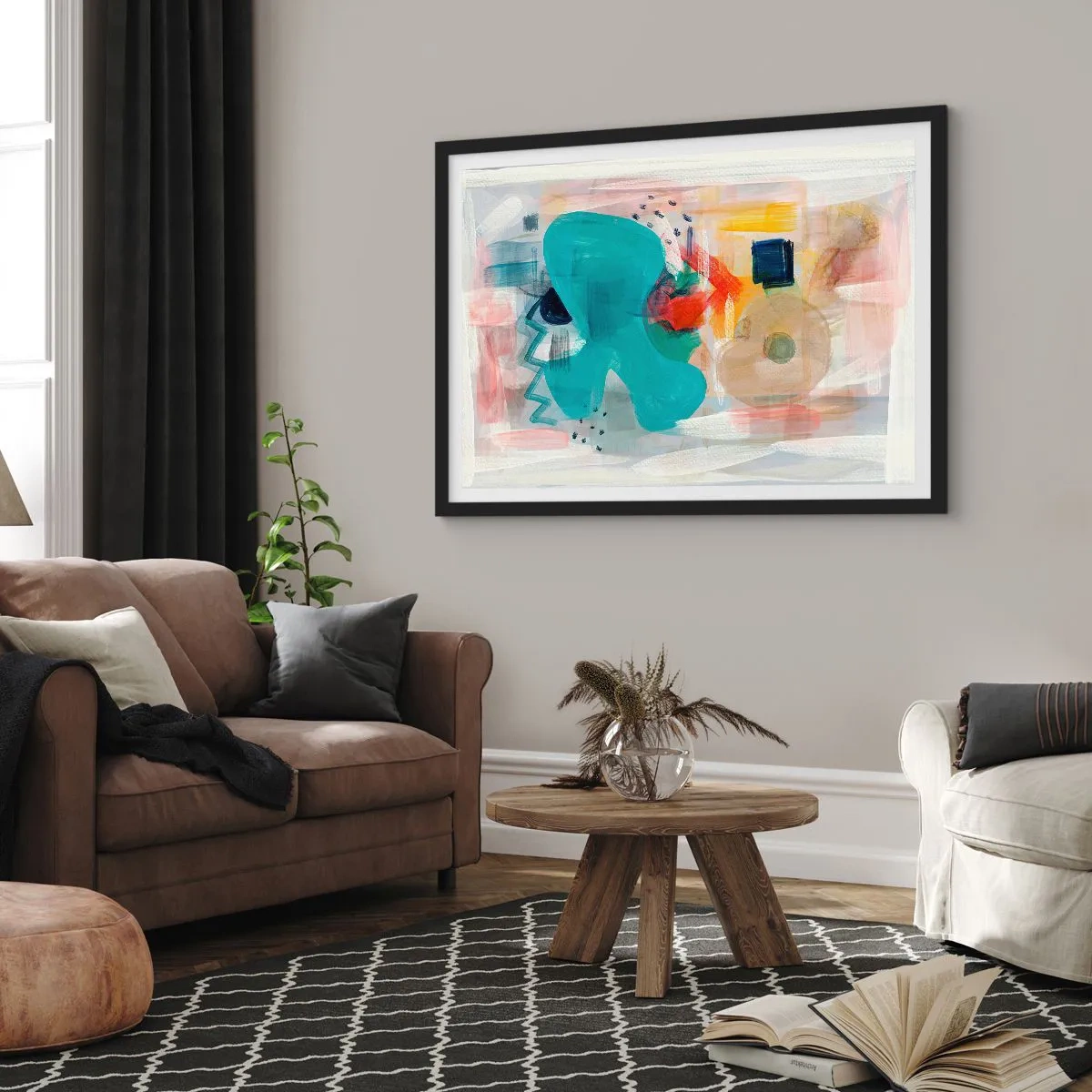 Poster in een zwarte lijst - Kleurrijk spel - 100x70 cm