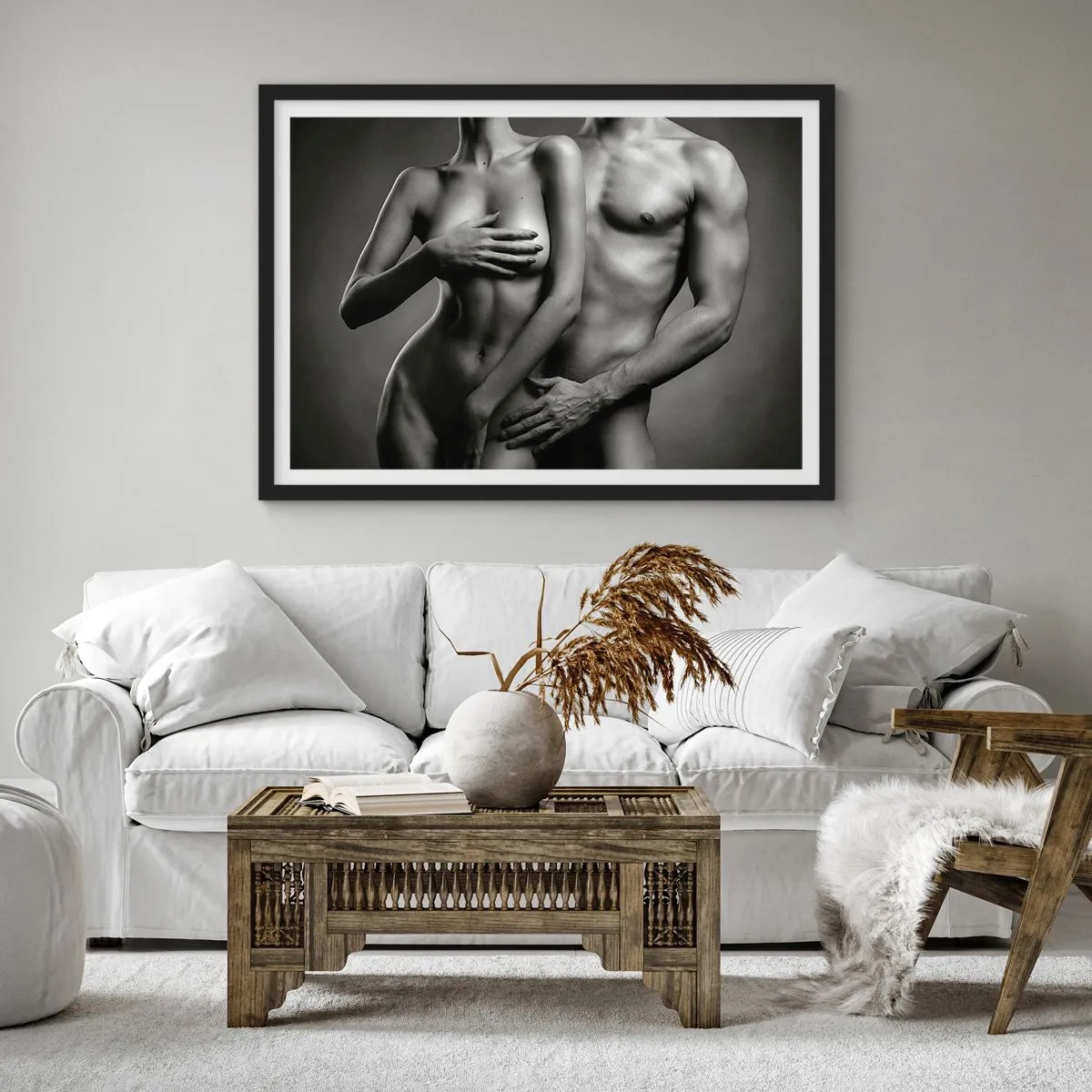 Poster in een zwarte lijst - Adam en Eva - 40x30 cm