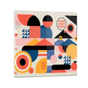 Schilderen op glas - Compositie: speel rond - 30x30 cm