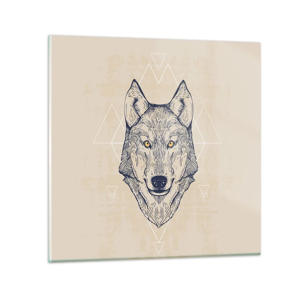 Schilderen op glas - Een alfa met een indringende blik - 70x70 cm