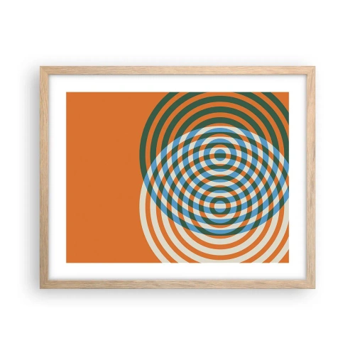 Een poster in een licht eiken lijst - Abstracte circulaire variatie - 50x40 cm
