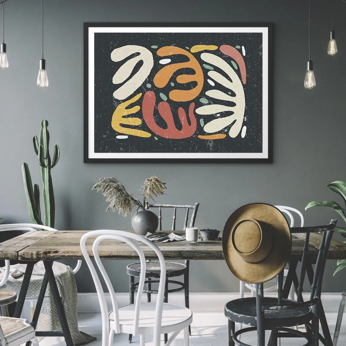 Poster in een zwarte lijst - Compositie – ik sta op het punt je te pakken te krijgen - 91x61 cm