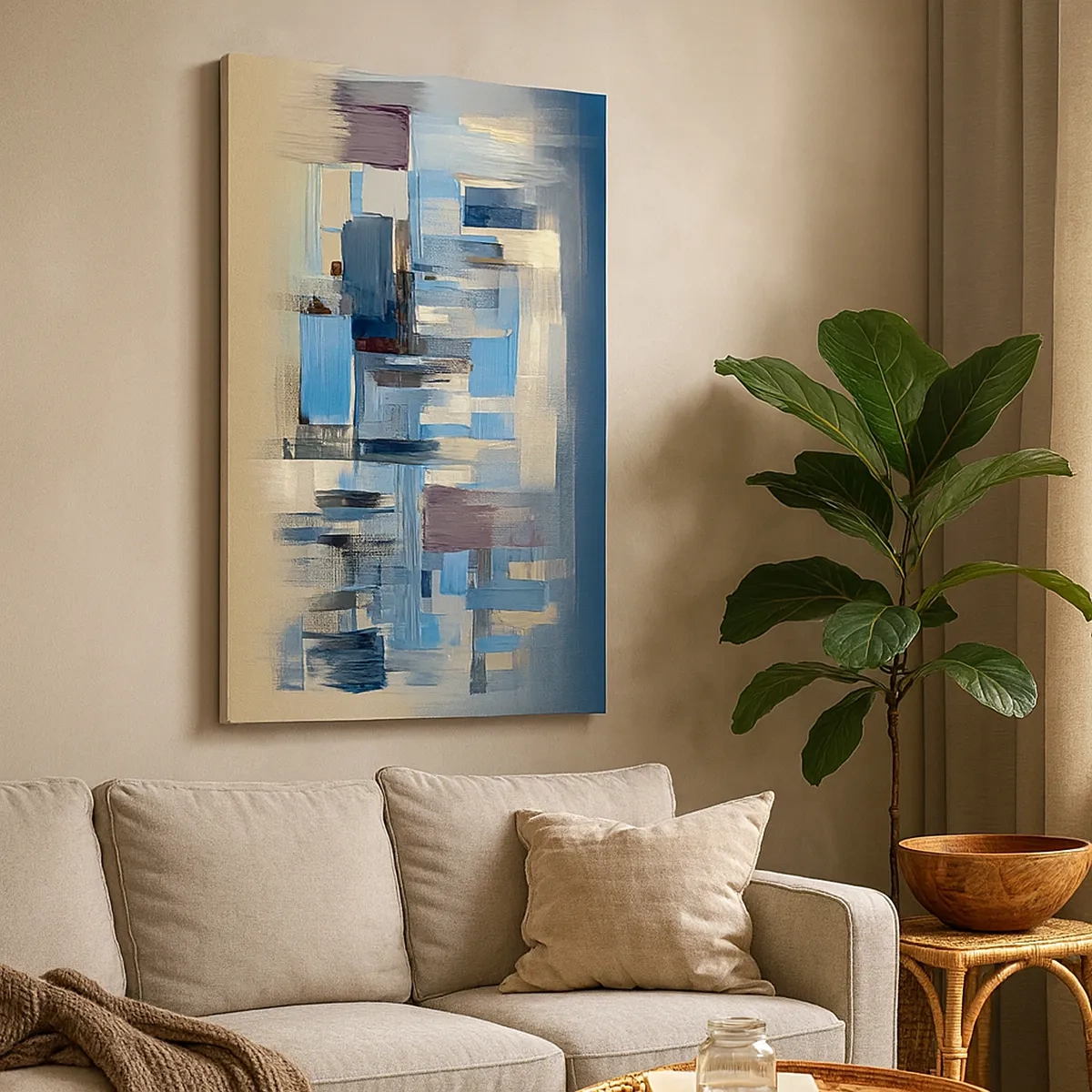 Schilderen op canvas - Blauwe constructie - 50x70 cm