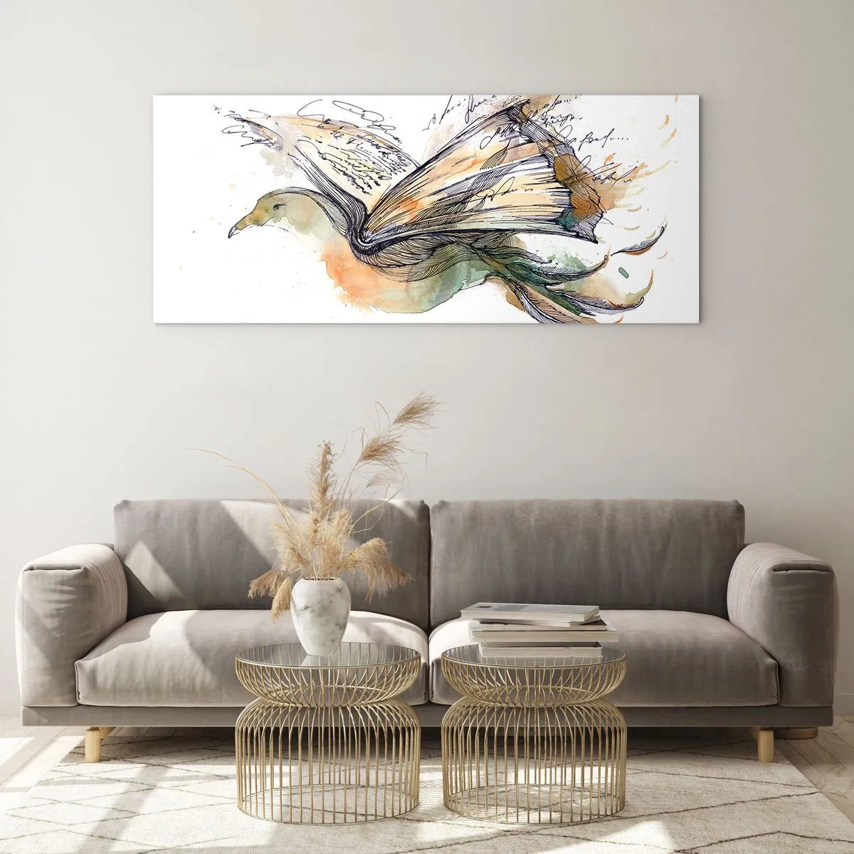 Schilderen op glas - Op de vleugels van poëzie - 100x40 cm