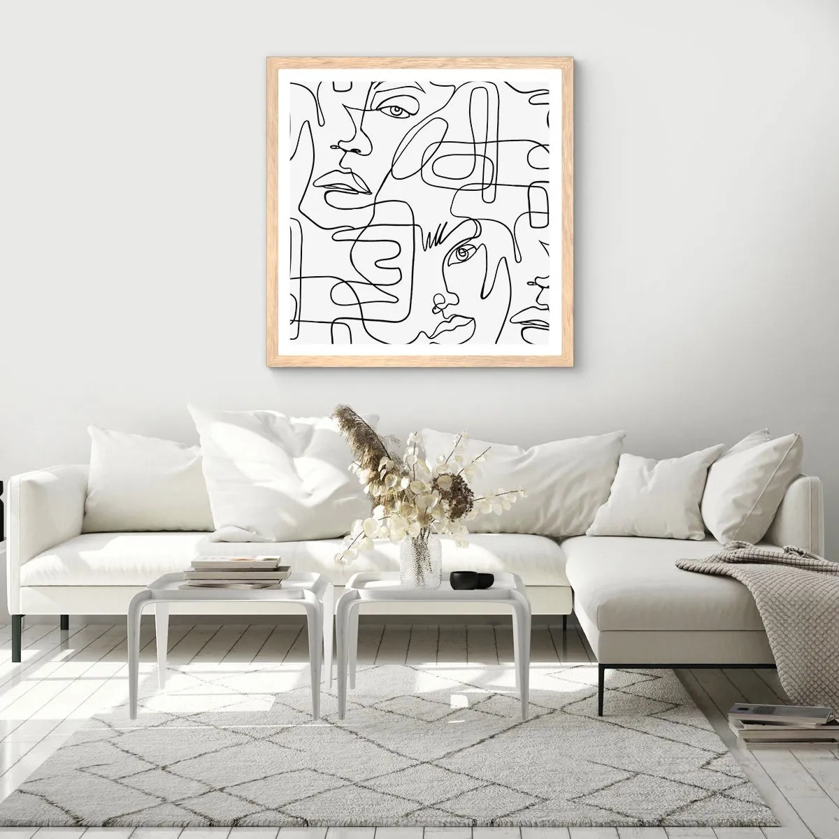 Een poster in een licht eiken lijst - In verwarde emoties - 30x30 cm