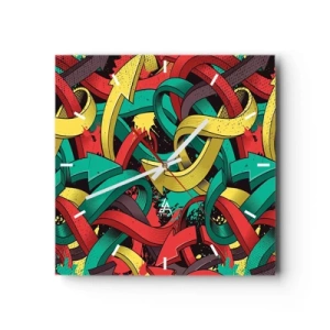 Wandklok - Klok - Welke weg naar het doel? - 40x40 cm