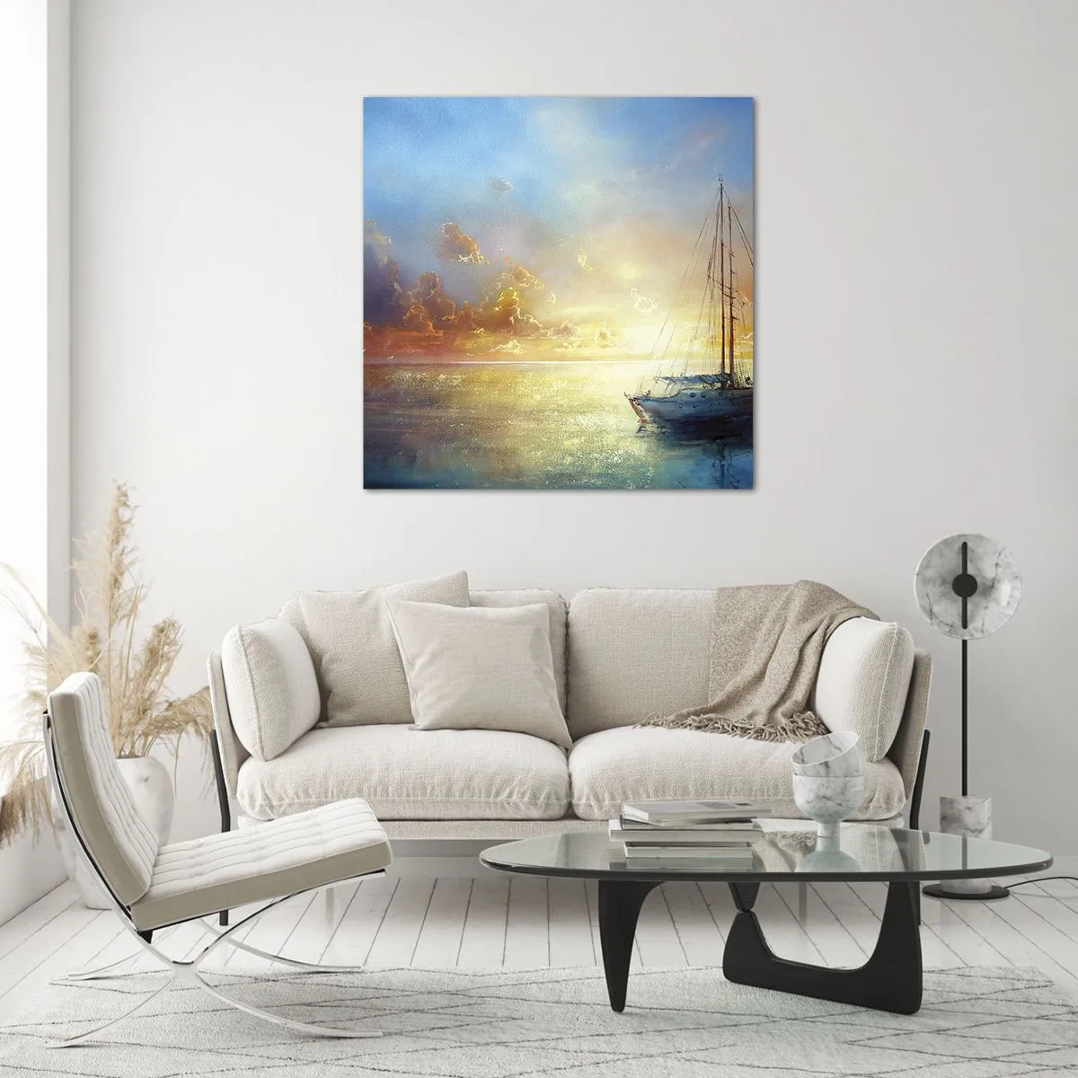 Schilderen op glas - In een gouden baai - 60x60 cm