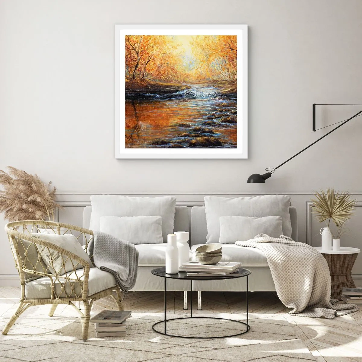 Poster in een witte lijst - De gouden stroom - 30x30 cm