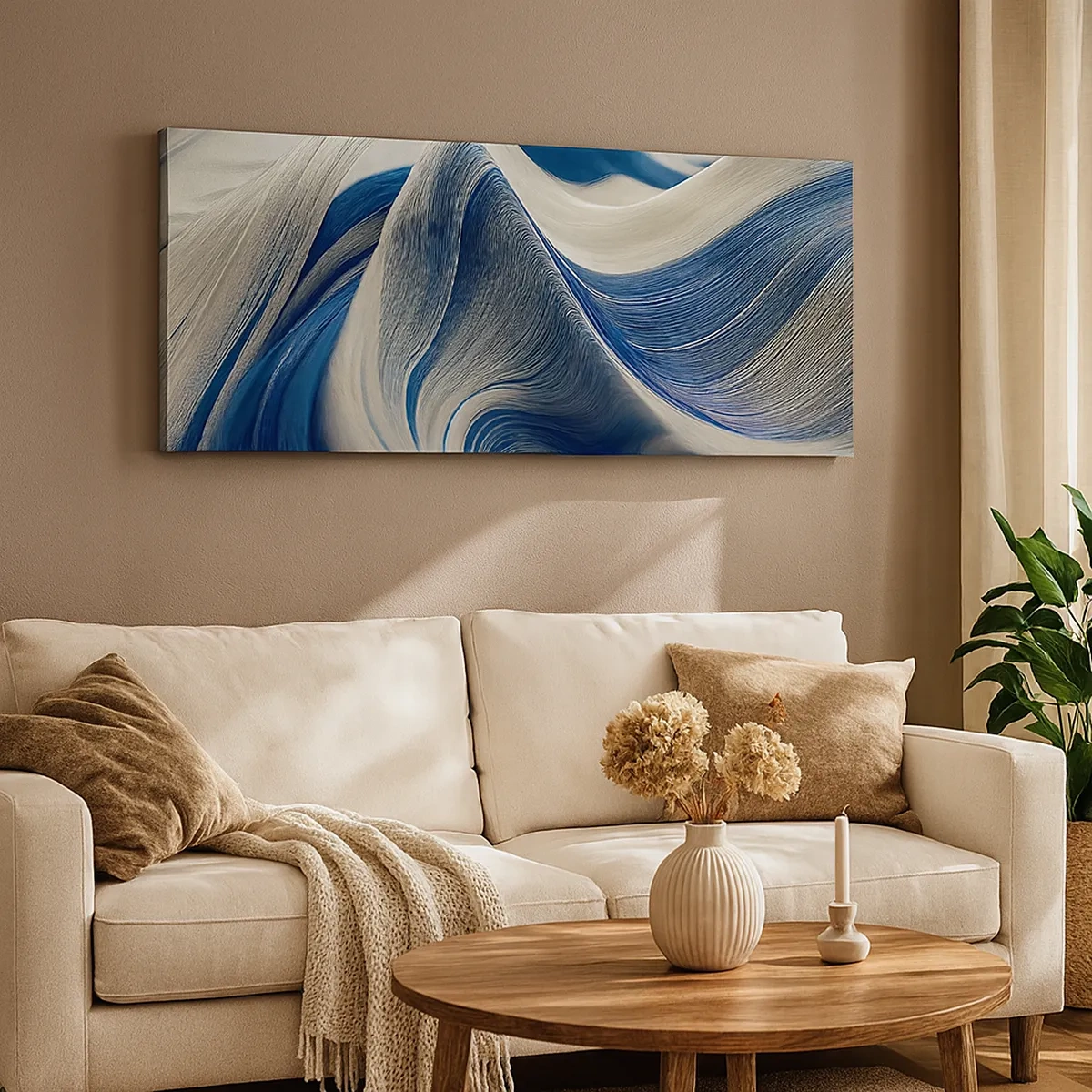 Schilderen op canvas - De vloeibaarheid van blauw en wit - 30x30 cm