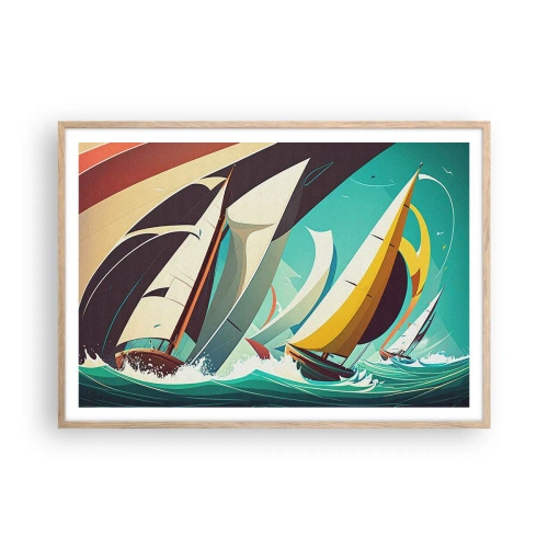 Een poster in een licht eiken lijst - Met elementen als een broer - 100x70 cm