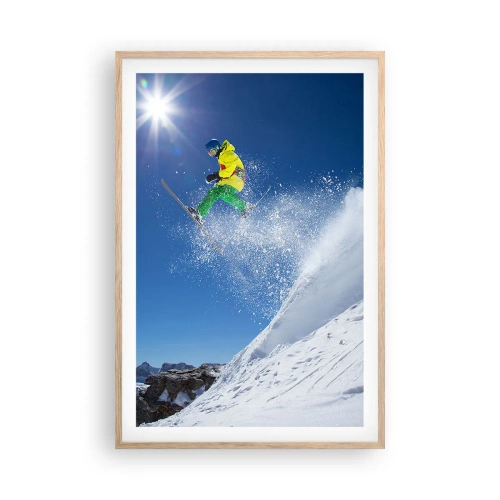 Een poster in een licht eiken lijst - Dansend met de bergen - 61x91 cm