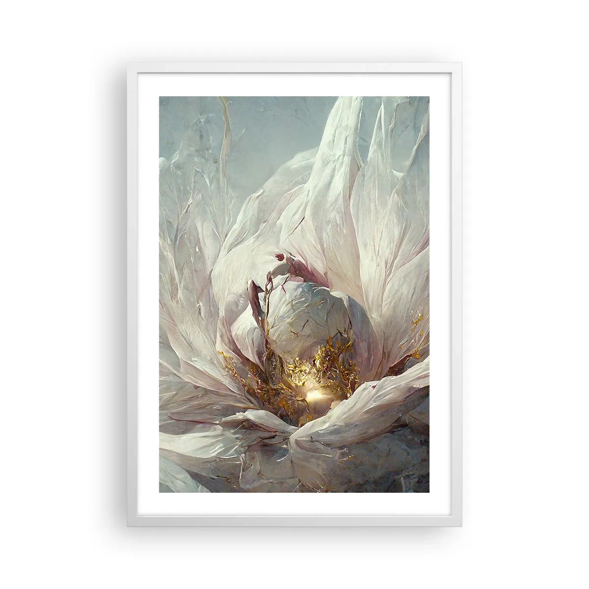 Poster in een witte lijst - Hij bloeit eens in de honderd jaar - 50x70 cm