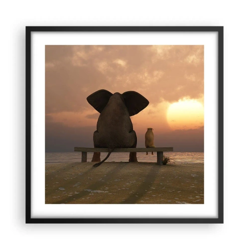 Poster in een zwarte lijst - Het is goed om samen stil te zijn - 50x50 cm