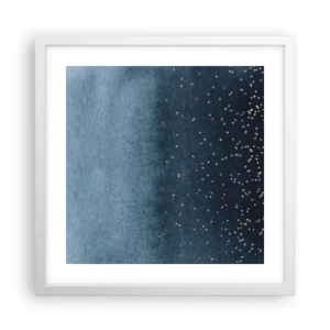 Poster in een witte lijst - Samenstelling - blauwe fasen - 40x40 cm