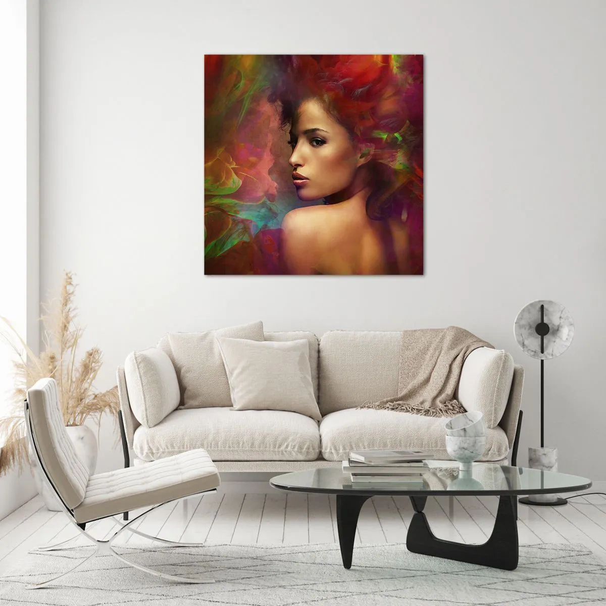 Schilderen op glas - Mooier dan een regenboog, zo delicaat als een mist - 60x60 cm