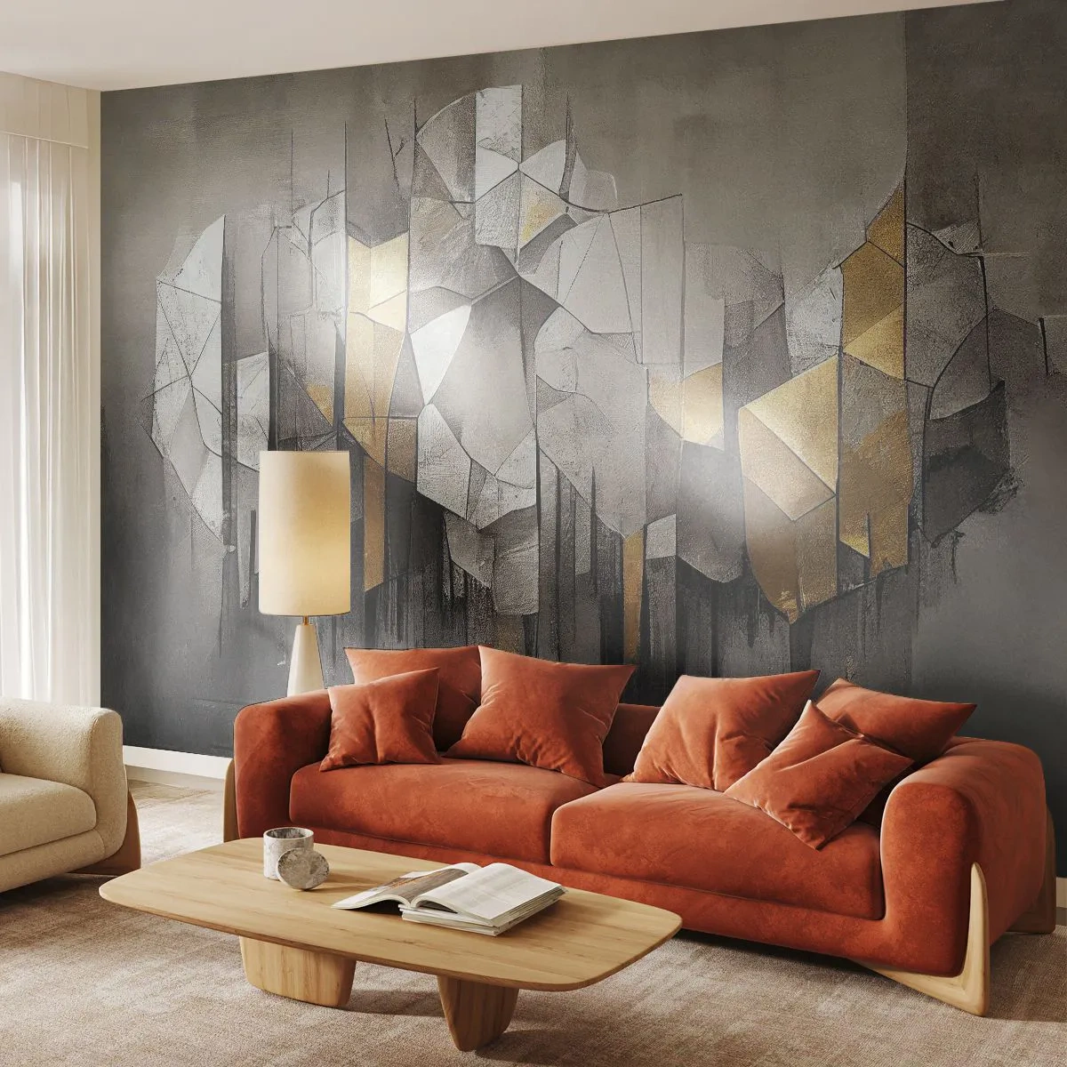 Fotobehang Standard Eco - Compositie van ijs en licht - Abstractie, Deel, Art-deco - 450x315 cm