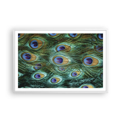 Poster in een witte lijst - Een pauwenooglook - 91x61 cm