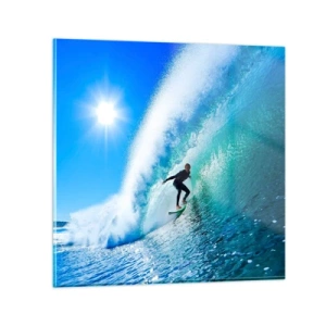 Schilderen op glas - Door het grote blauw - 30x30 cm