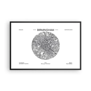 Poster in een zwarte lijst - Anatomie van Birmingham - 91x61 cm