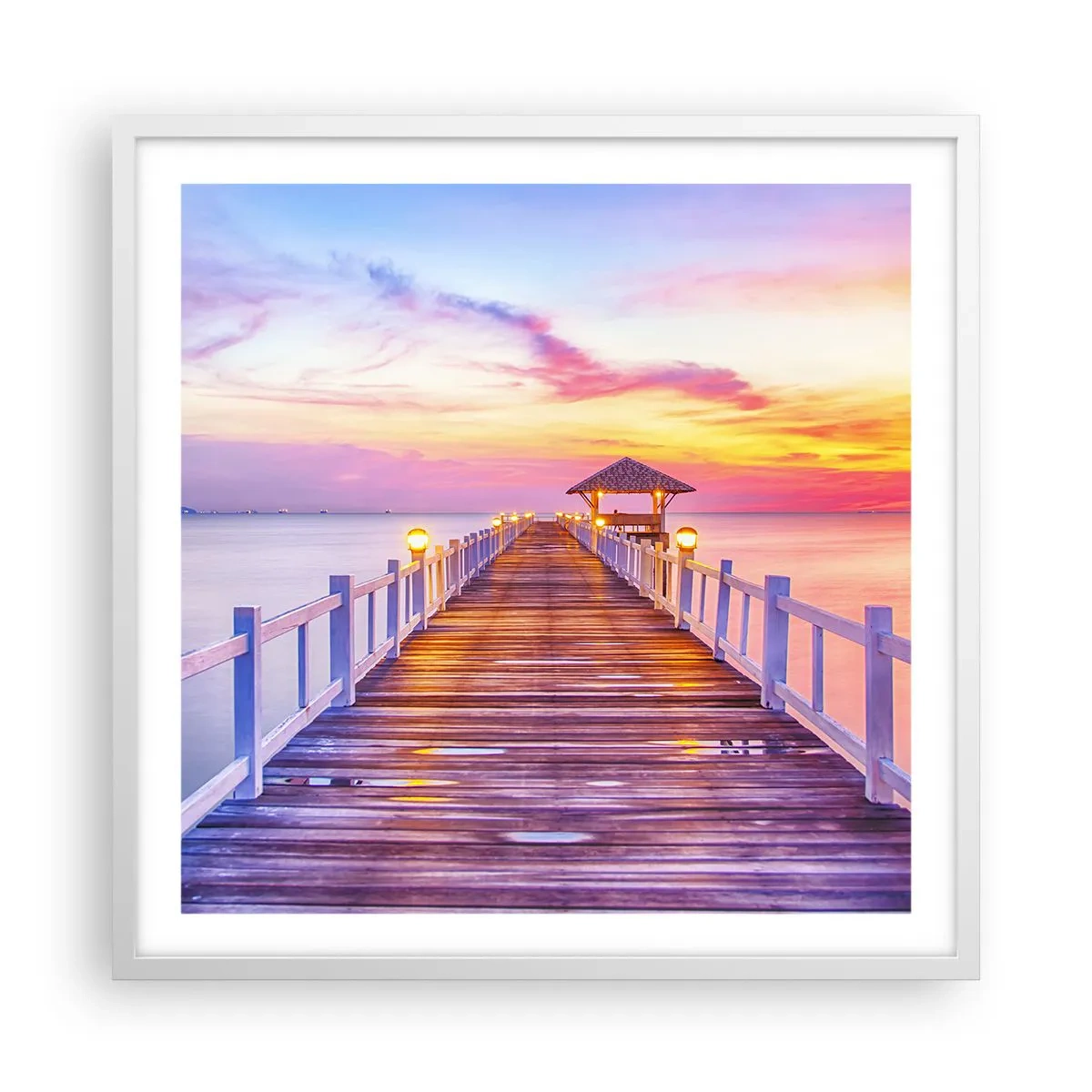 Poster in een witte lijst - De lila-gouden stilte van de avond - 60x60 cm