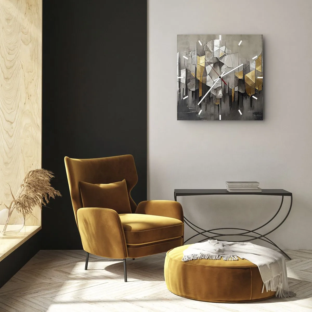 Wandklok - Klok - Compositie van ijs en licht - 40x40 cm
