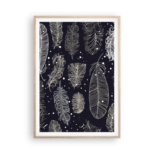 Een poster in een licht eiken lijst - Gevederde kant - 70x100 cm