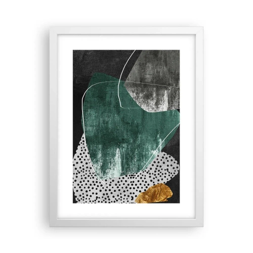 Poster in een witte lijst - Kleurrijke abstractie met bladgoud - 30x40 cm