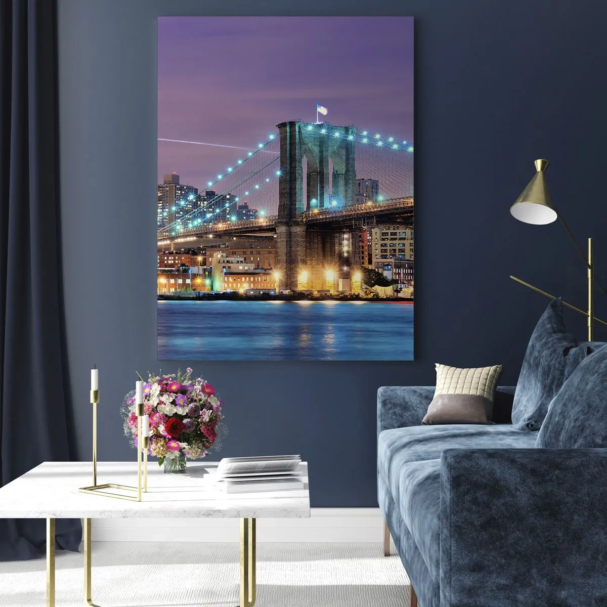 Schilderen op glas - Al vele jaren de Brooklyn Bridge - 70x100 cm