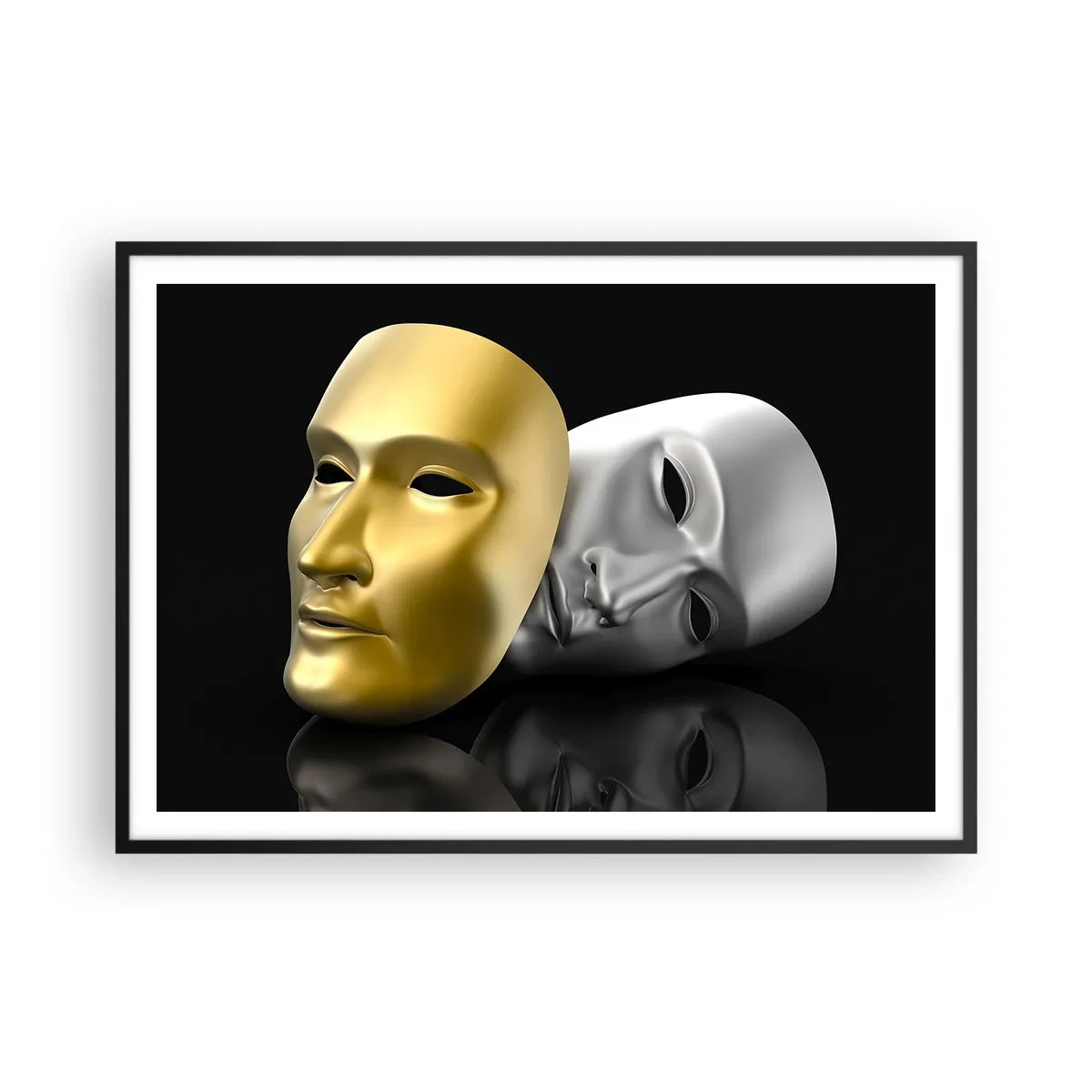 Poster in een zwarte lijst - Het leven is theater - 100x70 cm